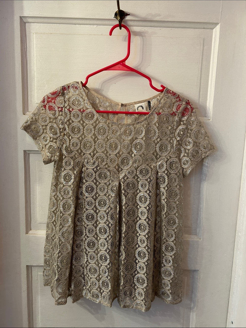 Akemi + kin Anthropologie tinsel blouse - babydoll silver sparkle top